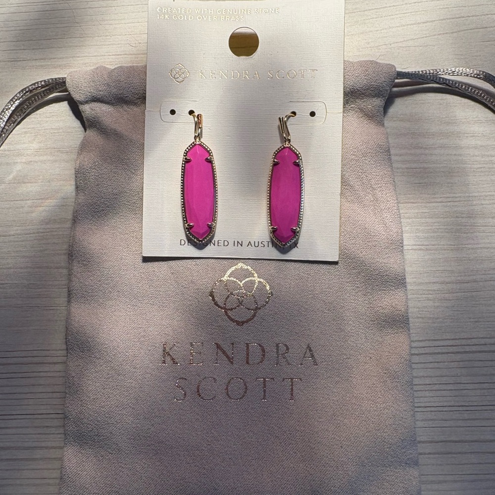 Kendra Scott Gold and Magenta Drop earrings new with tag - Picture 3 of 4